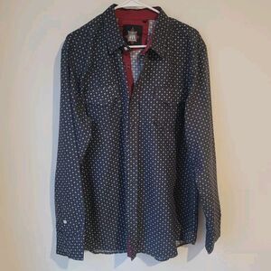 Exposure Mens Gothic Button Up Shirt Size XL Cross Vamp Red Black Pearl Snap